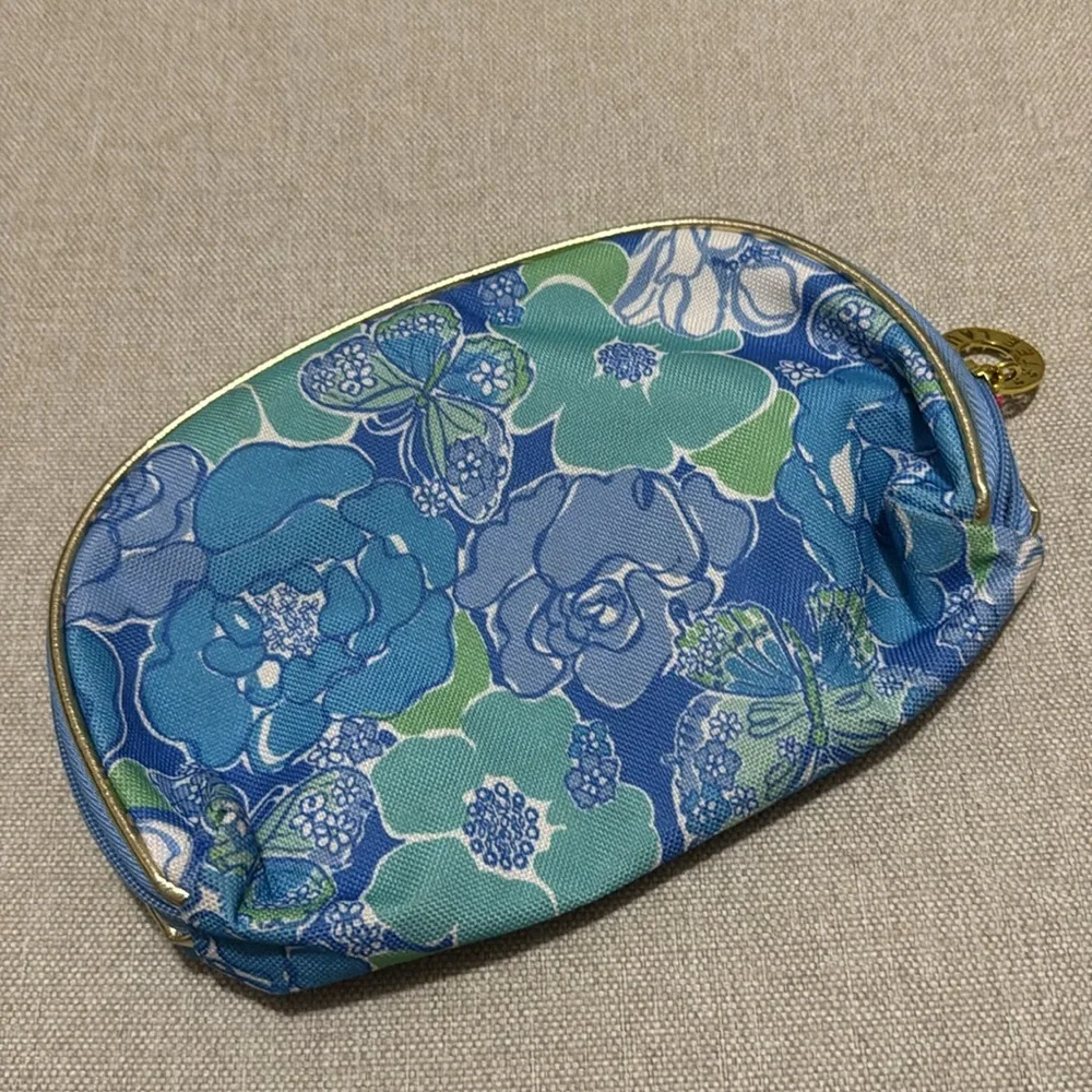 Unused Lilly Pulitzer Zip Around Makeup Bag-Estee Lauder Collab-Blue/White/Green - Picture 5 of 10